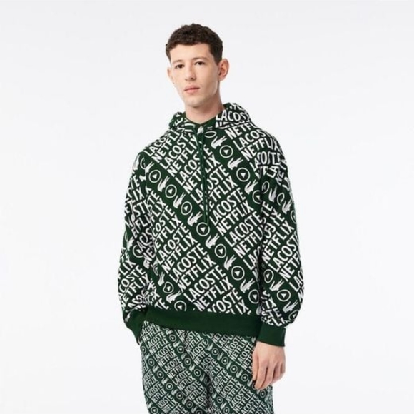 Men's Green Lacoste x Netflix Hoodie - Picture 1 of 5